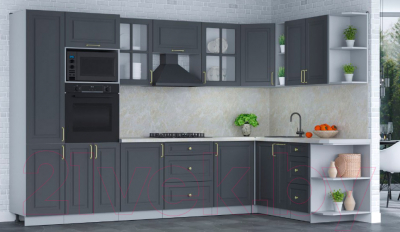 Готовая кухня Интерлиния Мила Шато 1.88x3.2 ВТ правая