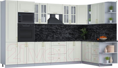 Готовая кухня Интерлиния Мила Шато 1.88x3.4 ВТ правая - фото