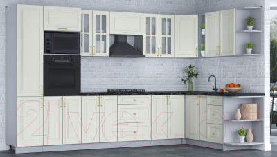 Готовая кухня Интерлиния Мила Шато 1.88x3.4 ВТ правая