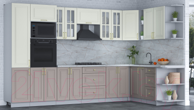 Готовая кухня Интерлиния Мила Шато 1.88x3.4 ВТ правая