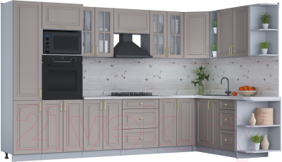 Готовая кухня Интерлиния Мила Шато 1.88x3.4 ВТ правая - фото