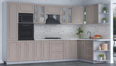 Готовая кухня Интерлиния Мила Шато 1.88x3.4 ВТ правая