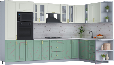 Готовая кухня Интерлиния Мила Шато 1.88x3.4 ВТ правая - фото