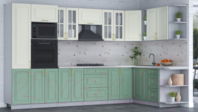 Готовая кухня Интерлиния Мила Шато 1.88x3.4 ВТ правая