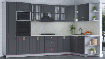 Готовая кухня Интерлиния Мила Шато 1.88x3.4 ВТ правая