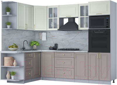 Готовая кухня Интерлиния Мила Шато 1.68x2.6 ВТ левая - фото