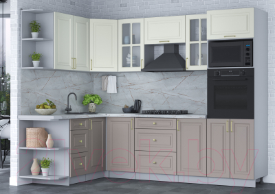 Готовая кухня Интерлиния Мила Шато 1.68x2.6 ВТ левая