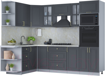 Готовая кухня Интерлиния Мила Шато 1.68x2.6 ВТ левая - фото