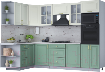 Готовая кухня Интерлиния Мила Шато 1.68x2.8 ВТ левая - фото