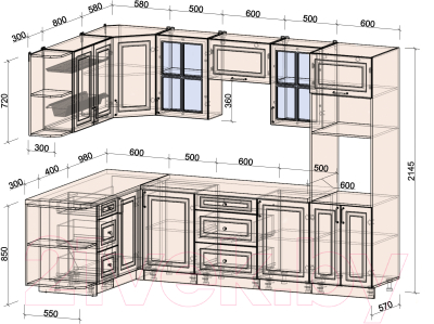 Готовая кухня Интерлиния Мила Шато 1.68x2.8 ВТ левая