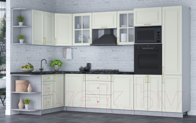 Готовая кухня Интерлиния Мила Шато 1.68x3.2 ВТ левая