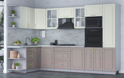 Готовая кухня Интерлиния Мила Шато 1.68x3.2 ВТ левая