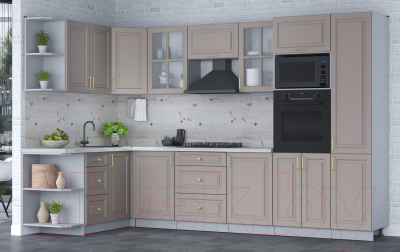 Готовая кухня Интерлиния Мила Шато 1.68x3.2 ВТ левая