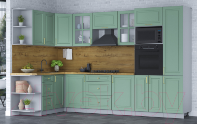 Готовая кухня Интерлиния Мила Шато 1.68x3.2 ВТ левая