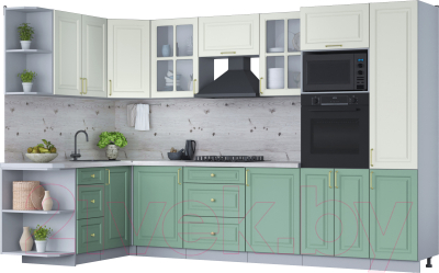 Готовая кухня Интерлиния Мила Шато 1.68x3.2 ВТ левая - фото