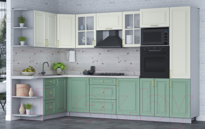 Готовая кухня Интерлиния Мила Шато 1.68x3.2 ВТ левая