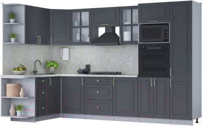 Готовая кухня Интерлиния Мила Шато 1.68x3.2 ВТ левая - фото