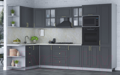 Готовая кухня Интерлиния Мила Шато 1.68x3.2 ВТ левая