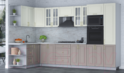 Готовая кухня Интерлиния Мила Шато 1.68x3.4 ВТ левая