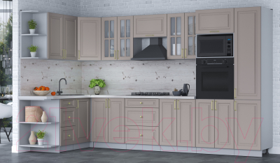Готовая кухня Интерлиния Мила Шато 1.68x3.4 ВТ левая