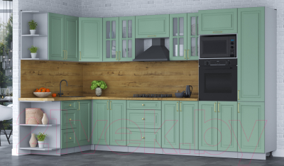 Готовая кухня Интерлиния Мила Шато 1.68x3.4 ВТ левая