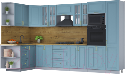 Готовая кухня Интерлиния Мила Шато 1.68x3.4 ВТ левая - фото