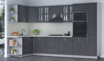 Готовая кухня Интерлиния Мила Шато 1.68x3.4 ВТ левая