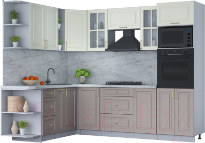 Готовая кухня Интерлиния Мила Шато 1.88x2.6 ВТ левая - фото