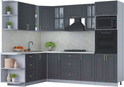 Готовая кухня Интерлиния Мила Шато 1.88x2.6 ВТ левая - фото