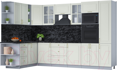 Готовая кухня Интерлиния Мила Шато 1.88x3.2 ВТ левая - фото