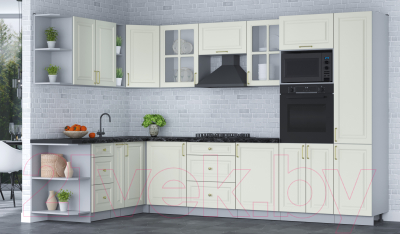Готовая кухня Интерлиния Мила Шато 1.88x3.2 ВТ левая