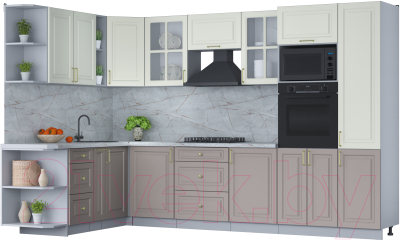 Готовая кухня Интерлиния Мила Шато 1.88x3.2 ВТ левая - фото