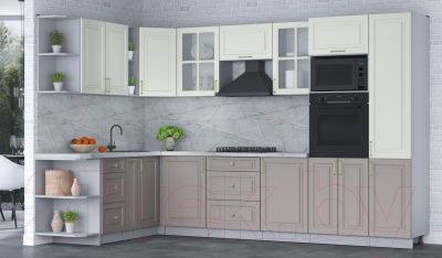 Готовая кухня Интерлиния Мила Шато 1.88x3.2 ВТ левая