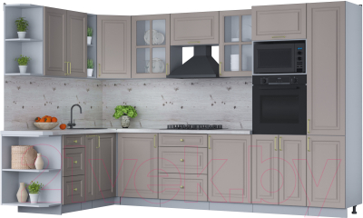 Готовая кухня Интерлиния Мила Шато 1.88x3.2 ВТ левая - фото