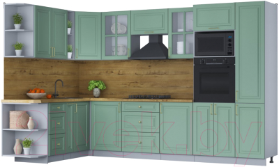 Готовая кухня Интерлиния Мила Шато 1.88x3.2 ВТ левая - фото