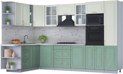 Готовая кухня Интерлиния Мила Шато 1.88x3.2 ВТ левая - фото