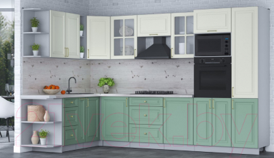 Готовая кухня Интерлиния Мила Шато 1.88x3.2 ВТ левая