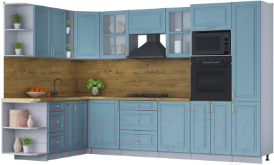 Готовая кухня Интерлиния Мила Шато 1.88x3.2 ВТ левая - фото