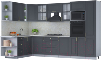 Готовая кухня Интерлиния Мила Шато 1.88x3.2 ВТ левая - фото