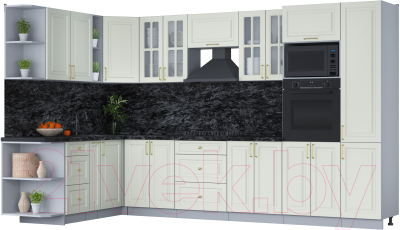Готовая кухня Интерлиния Мила Шато 1.88x3.4 ВТ левая - фото
