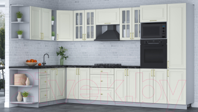 Готовая кухня Интерлиния Мила Шато 1.88x3.4 ВТ левая