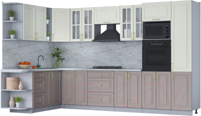 Готовая кухня Интерлиния Мила Шато 1.88x3.4 ВТ левая - фото