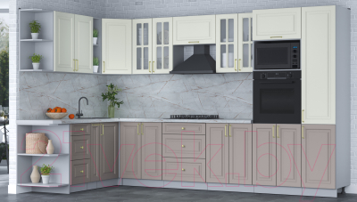 Готовая кухня Интерлиния Мила Шато 1.88x3.4 ВТ левая