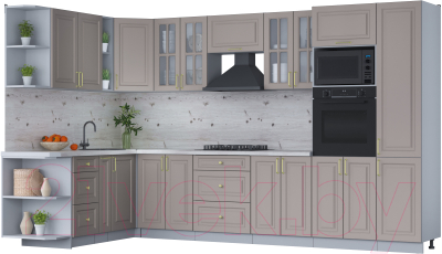 Готовая кухня Интерлиния Мила Шато 1.88x3.4 ВТ левая - фото