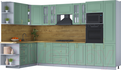 Готовая кухня Интерлиния Мила Шато 1.88x3.4 ВТ левая - фото