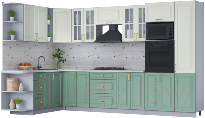 Готовая кухня Интерлиния Мила Шато 1.88x3.4 ВТ левая - фото