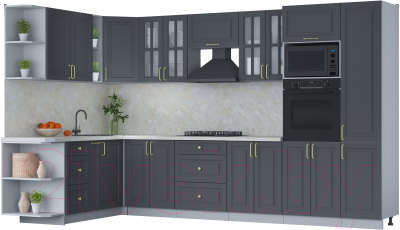 Готовая кухня Интерлиния Мила Шато 1.88x3.4 ВТ левая - фото