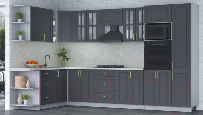 Готовая кухня Интерлиния Мила Шато 1.88x3.4 ВТ левая