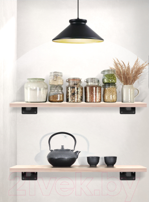 Полка Millwood Настенная с кронштейном 70x20 (дуб беленый/черный)