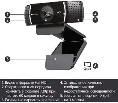Веб-камера Logitech WebCam C922 Pro Stream / 960-001089